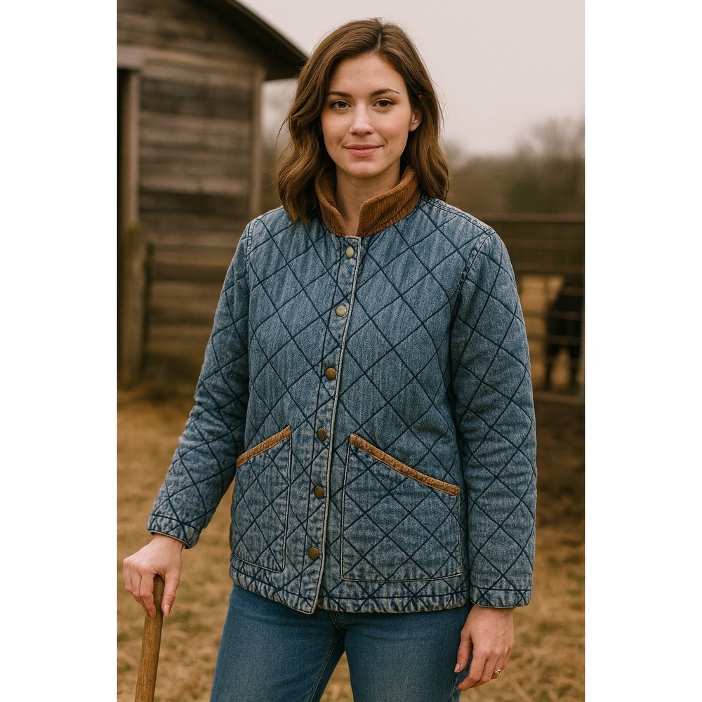 Vintage Ralph Lauren Quilted Blue Denim Barn Coat -Chore Coat 90s Size P/P Women